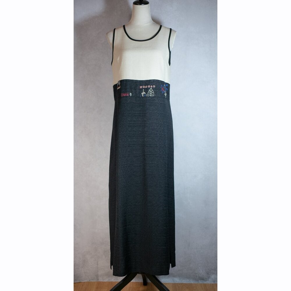 Positive Attitude Womens Maxi Dress Block Print Tan Black Size 10